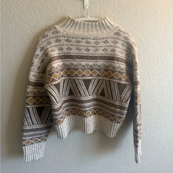 Bohemian Sweater - Women's Oversized Patterned Geometric Neutrals Earthy - Picture 6 of 8